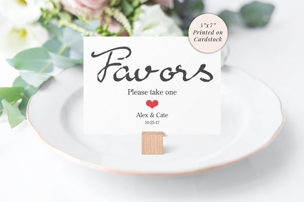 Wedding Favor Sign 5x7 Rustic Kraft Print, Rustic Wedding Sign, Please Take One Favor Sign, Bridal Shower Favor Sign - Printed and Shipped