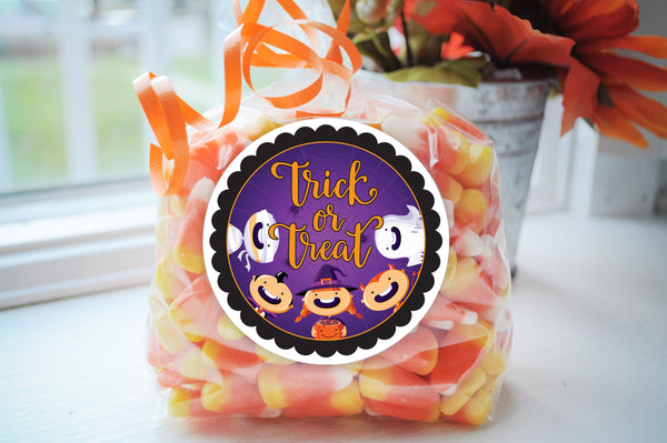 Trick Or Treat Favor Stickers Halloween, School Halloween Favors, Halloween Party Treat Goodie Bag Stickers, Class Treat Tags - Set of 24