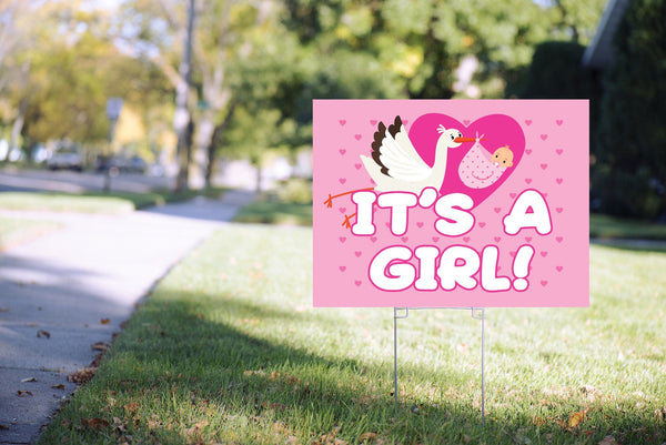Its a Girl Baby Shower Yard Sign, Baby Shower Lawn Sign, Virtual Baby Shower Baby Announcement, Its a Boy - 24” x 18" Printed Sign
