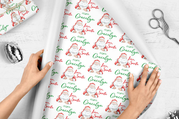 Personalized Name Wrapping Paper From Santa, Santa Claus Gift Wrap Personalized Christmas Gift Wrap, Gift Wrap Sheets Holiday Wrapping Paper