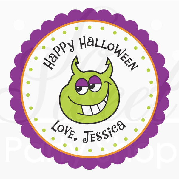 Halloween Stickers Monster, Trick Or Treat Stickers, Happy Halloween Favors, Kids Halloween Party Goodie Bag Labels - Set of 24