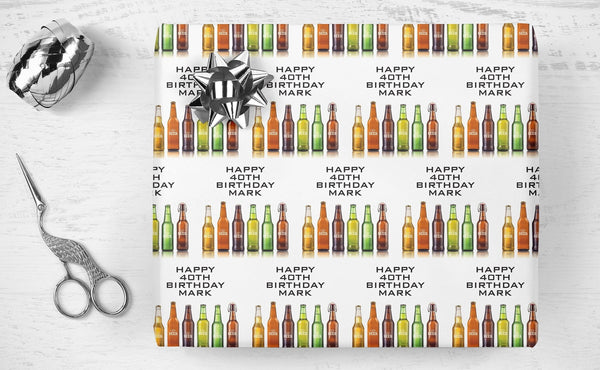 Beer Birthday Gift Wrap Funny Wrapping Paper, Adult Birthday 40th, 50th, 60th, 21st Milestone Wrapping Paper, Gift for Men, Fathers Day Gift