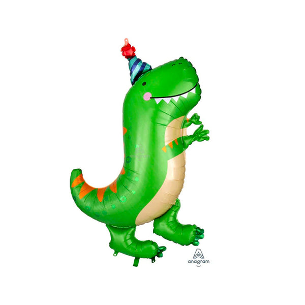 Large Dinosaur T-Rex Balloon Foil Mylar 34 inch Balloon, Dino Theme Birthday Party Balloon