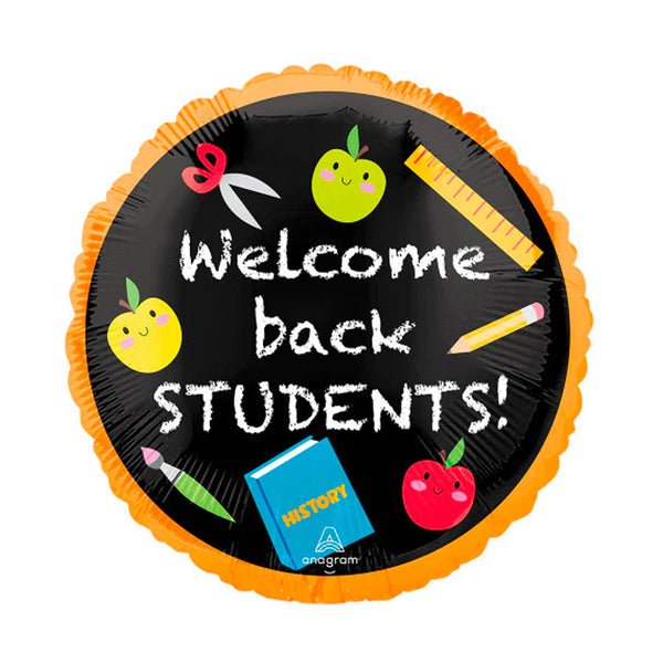 Welcome Back Students Back To School Balloon Foil Mylar 17 inch Balloon, Back To School Classroom Teacher Balloons