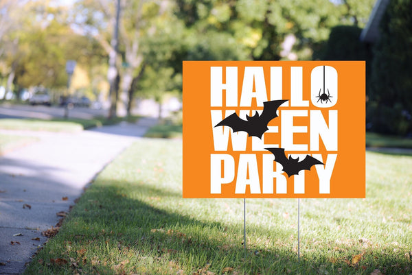 Halloween Party Yard Sign, Welcome Halloween Party Lawn Sign Outdoor Front Yard Sign - 24” x 18" Printed Sign