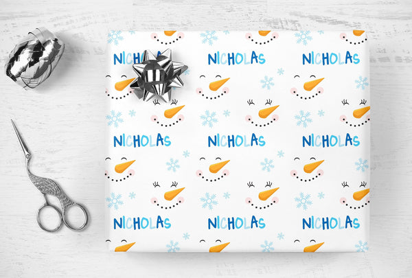Personalized Christmas Gift Wrap, Snowman Personalized Name Wrapping Paper, Gift Wrap Sheets, Holiday Wrapping Paper, Unique Christmas
