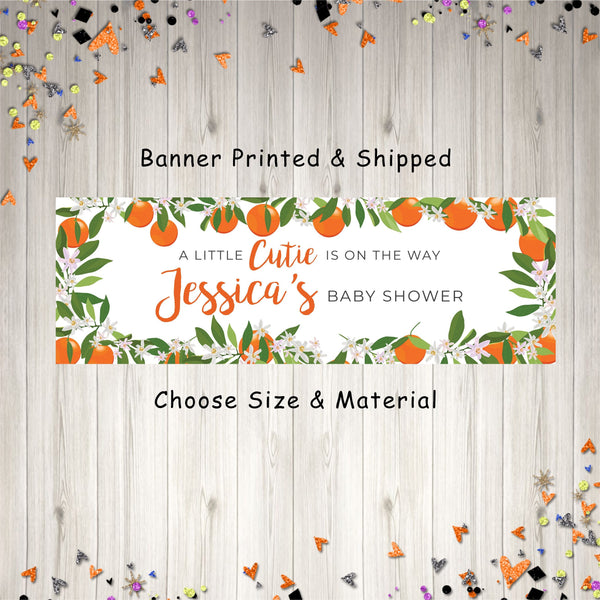 Little Cutie Baby Shower Banner, Orange Baby Shower Decorations, Personalized Banner A Little Cutie Is On The Way - Printed & Shipped
