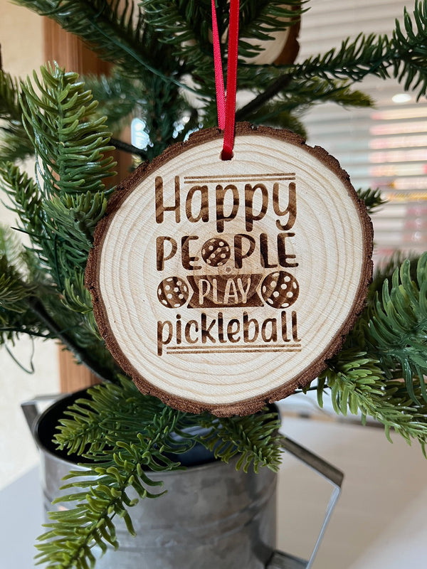 Pickleball Christmas Ornament 2023 Wood Slice Engraved Pickleball Sport Christmas Tree Ornament Stocking Stuffer