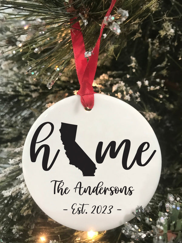 California State Home Christmas Ornament New Home First Christmas Housewarming Gift Wedding Ornament Realtor Gift Choose Your State 2023