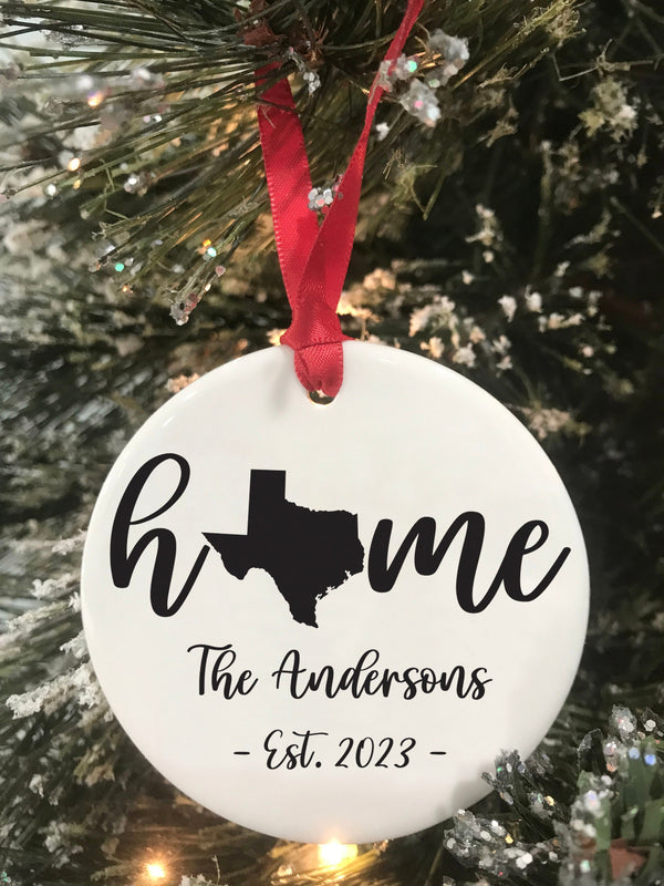 Texas State Home Christmas Ornament New Home First Christmas Housewarming Gift Wedding Ornament Realtor Gift Choose Your State 2023