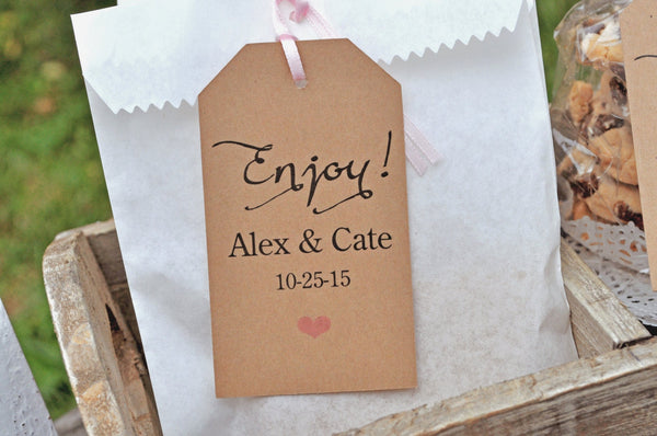 Rustic Favor Tags, Wedding Thank You Tags, Baby Shower Favor Tags, Kraft Favor Tag, Bridal Shower Favor Tags, Birthday Favor Tag - Set of 12