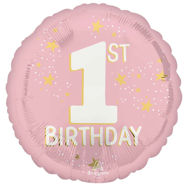 Girls 1st Birthday Balloon 18" Foil Mylar Balloon Helium Filled