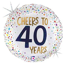 Cheers to 40 Years Balloon 18" Foil Mylar Adult Birthday Balloon Helium Filled