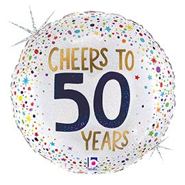 Cheers to 50 Years Balloon 18" Foil Mylar Adult Birthday Balloon Helium Filled