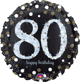 80th Birthday Balloon 18" Foil Mylar Balloon Helium Filled