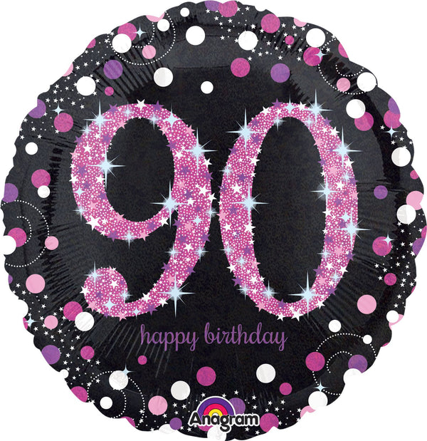 90th Birthday Balloon 18" Foil Mylar Balloon Helium Filled
