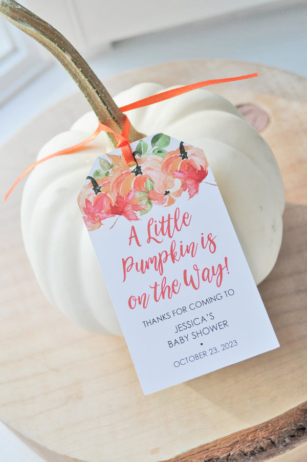 Its A Little Pumpkin Baby Shower Favor Tags, Pumpkin Baby Shower Favor Tags, Fall Baby Shower Favor Tags, Thank You Favor Tags - Set of 12