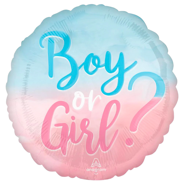 Boy Or Girl Baby Shower Gender Reveal 18" Balloon Helium Filled
