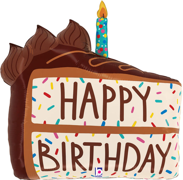 Birthday Cake Chocolate Slice 28" Balloon Helium Filled
