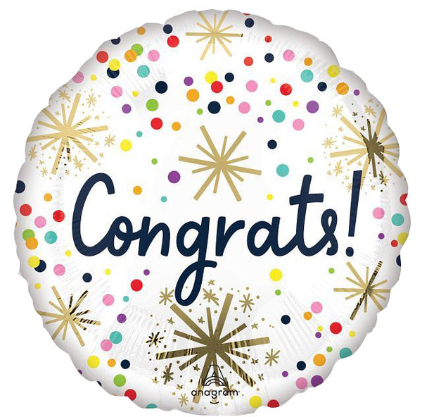 Congrats Balloon Colorful Sparkles 18" Foil Mylar Balloon Helium Filled