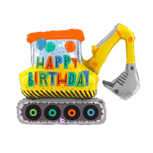 Construction Excavator Birthday Balloon Foil Helium Filled