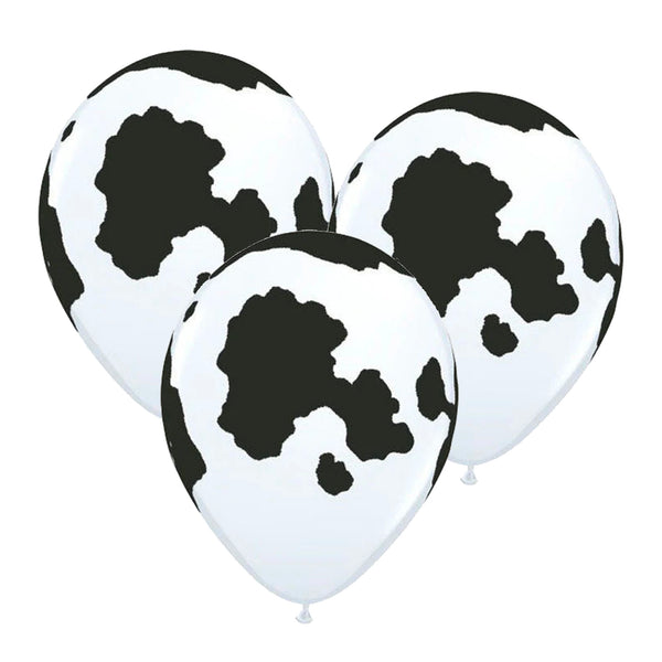 Cow Print Balloon 11" Latex Black & White Cow Print Farm Barnyard Birthday Balloons Country Western Helium Filled