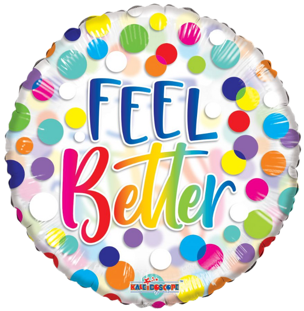 Feel Better Balloon Colorful Polkadots 18" Foil Mylar Balloon Helium Filled