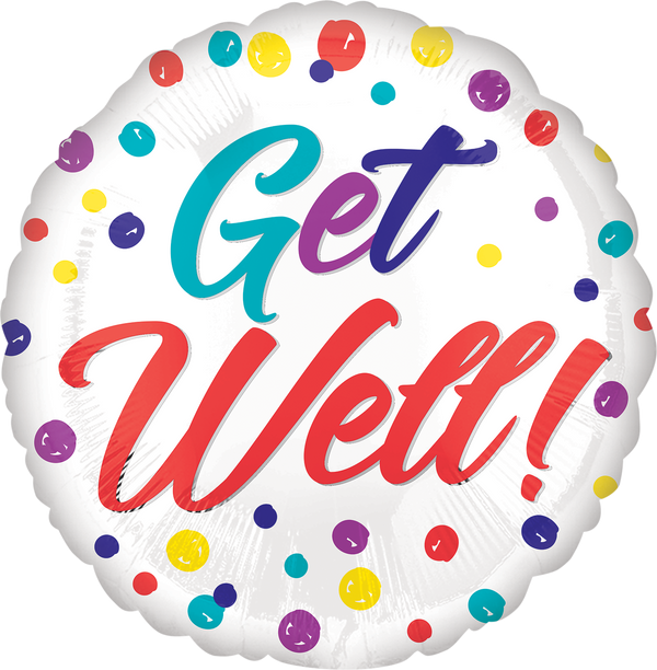 Get Well Balloon Colorful Polkadots 18" Foil Mylar Balloon Helium Filled