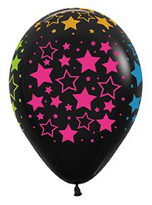 Glow Party Star Black Balloon 11" Latex Helium Filled