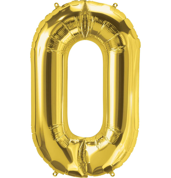 Gold Number 0 Balloon 34" Large Foil Mylar Balloon Helium Filled