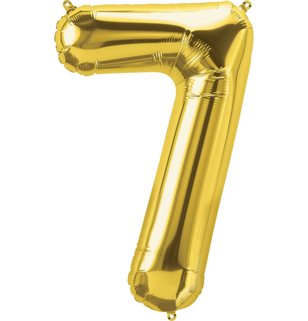 Gold Number 7 Balloon 34" Large Foil Mylar Balloon Helium Filled