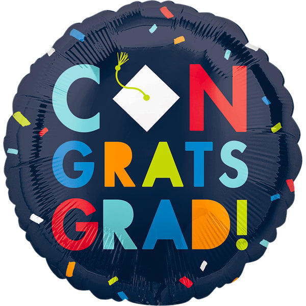 Graduation Balloon Congrats Grad Navy 18" Foil Mylar Balloon Helium Filled