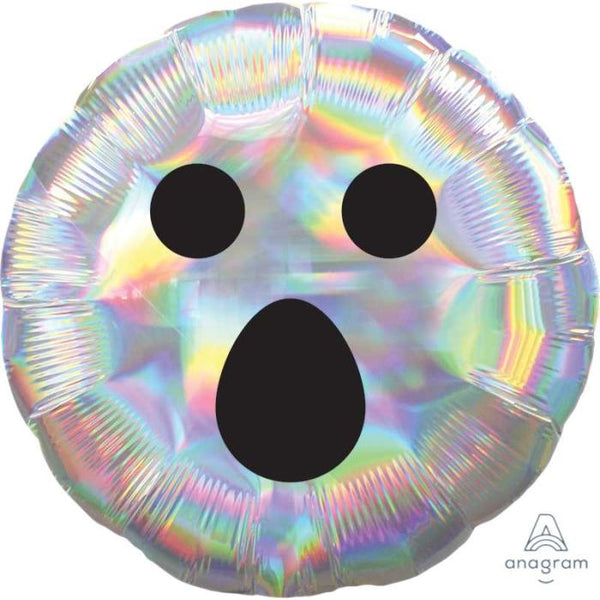 Halloween Ghost Face Iridescent Balloon Foil 18" Balloon Helium Filled