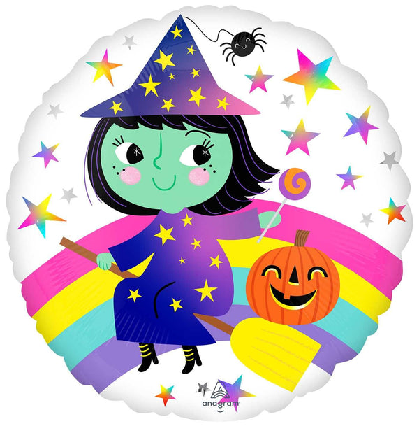 Halloween Witch Rainbow Balloon Foil 18" Balloon Helium Filled