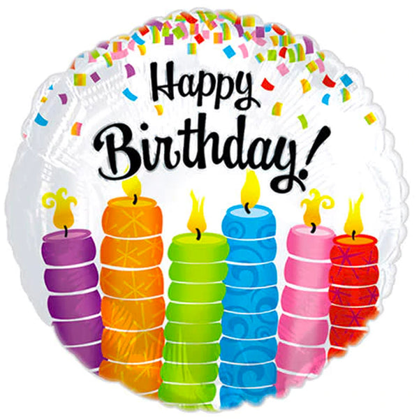 Happy Birthday Balloon 17" Foil Mylar Balloon Rainbow with Candles Birthday Balloon Helium Filled