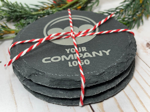 Engraved Slate Coasters Promotional Corporate Gift Business Logo Client Gift