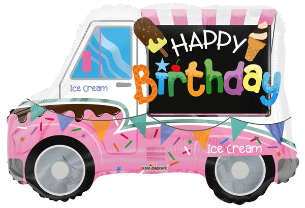 Ice Cream Truck Happy Birthday Balloon 26" Foil Helium Filled