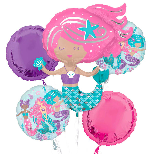 Mermaid Birthday Balloon Bouquet Helium Filled