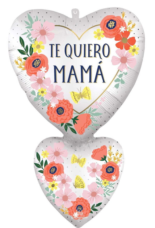 Mother's Day Te Quiero Mama Hearts Balloon 31" Foil Mylar Helium Filled