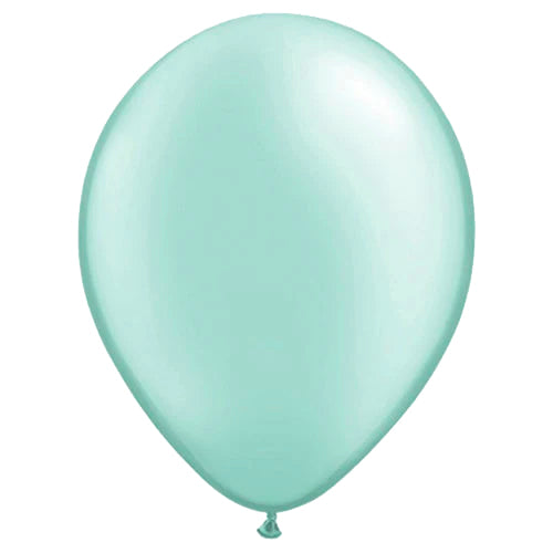 Helium filled latex single balloon with HiFloat 11" Pearl Mint Green (Local Pickup Only)