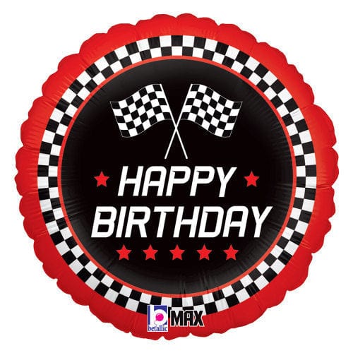 Racing Birthday Balloon Checkered Flag 18" Foil Mylar Balloon Helium Filled