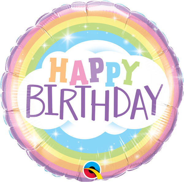 Happy Birthday Balloon Rainbow Pastel 18" Foil Mylar Balloon Helium Filled