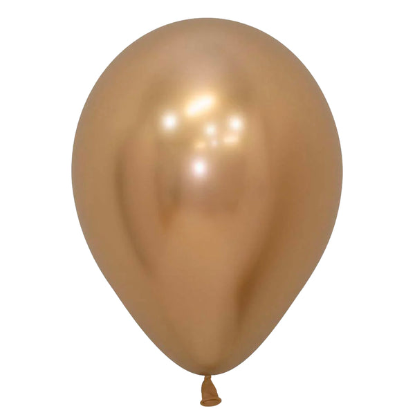 Helium filled latex single balloon with HiFloat 11" Reflex Gold (Local Pickup Only)