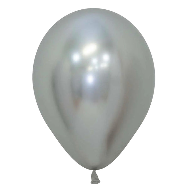 Helium filled latex single balloon with HiFloat 11" Reflex Silver (Local Pickup Only)