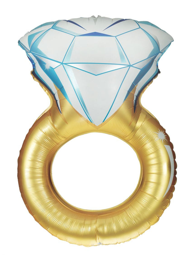37" Gold Diamond Ring Balloon Large Foil Mylar Bridal Shower Engagement Wedding Helium Filled