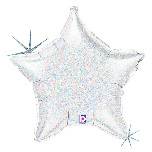 Silver Glitter Star Balloon 21" Foil Helium Filled