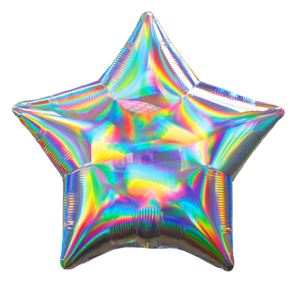 Silver Holographic Star Balloon 19" Foil Helium Filled