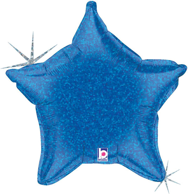 Star Balloon Blue Sparkle 21" Foil Helium Filled