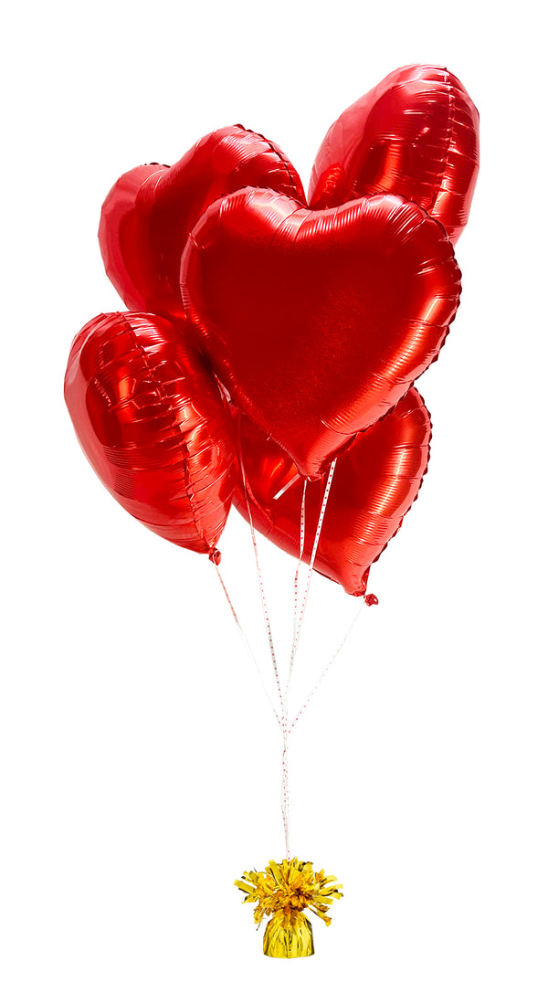 Valentines Day Balloon Bouquet Red Hearts Helium Filled