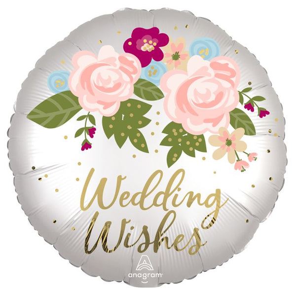 Wedding Wishes 18" Foil Mylar Balloon Helium Filled
